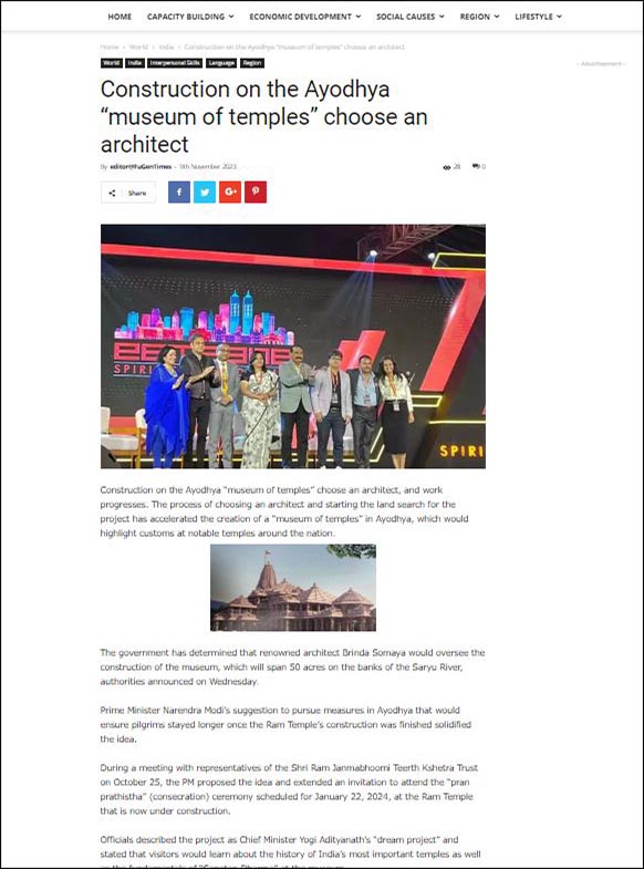 Construction on the Ayodhya “museum of temples” choose an architect